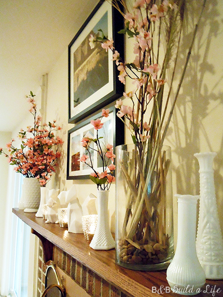 cherry blossom pink spring mantle @ BandBBuildALife.com