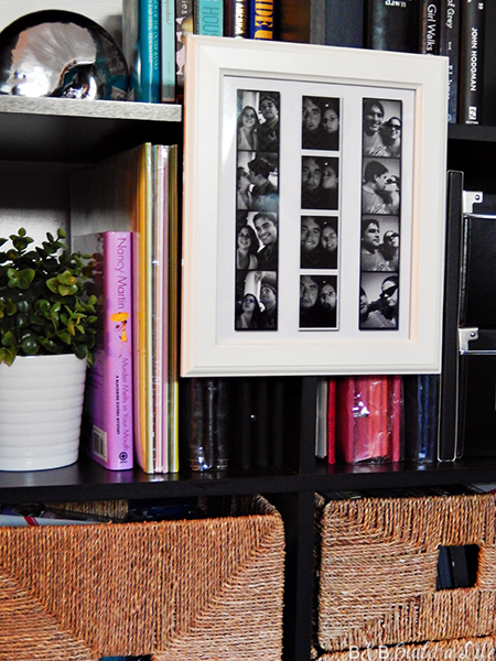 hang artwork picture frame on bookcase book shelf @ BandBBuildALife.com