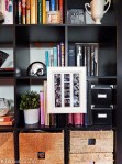 hang artwork picture frame on bookcase book shelf @ BandBBuildALife.com