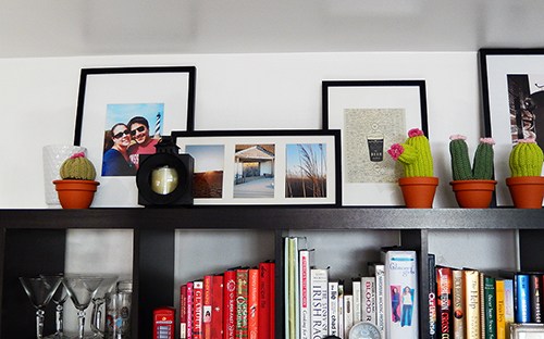 leaning gallery on top of a bookshelf at BandBBuildALife.com