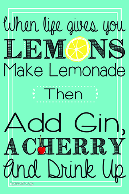 Gin Tom Collins Bar Art @ BandBBuildALife.com