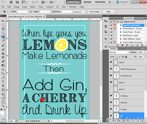 Gin Tom Collins Bar Art @ BandBBuildALife.com