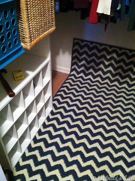 chevron carpet in closet glam closet at BandBBuildALife.com