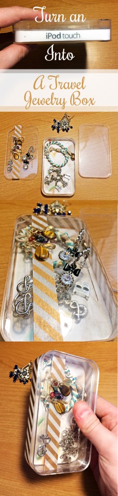 Turn an ipod touch box into a handy jewelry box acrylic travel jewelry box DIY washi tape at BandBBuildALife.com
