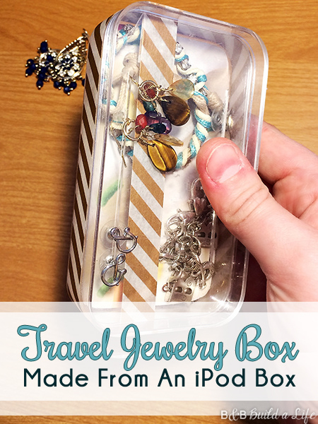 ipod touch box becomes jewelry box acrylic jewelry box DIY washi tape at BandBBuildALife.com