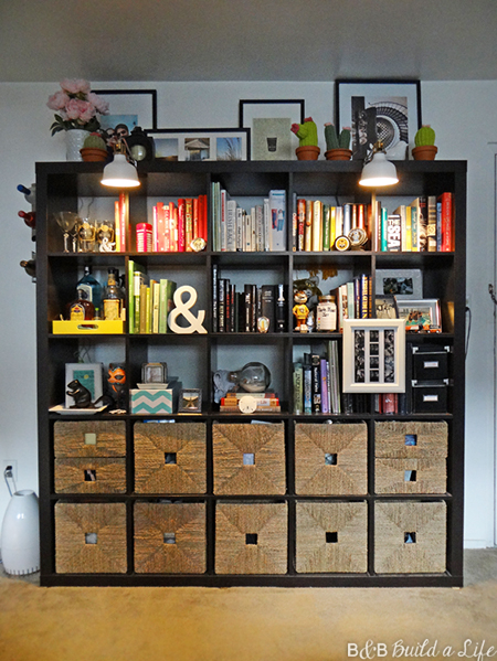 Bookshelf Lamps ikea chevron wrapped cord spotlights from BandBBuildALife.com