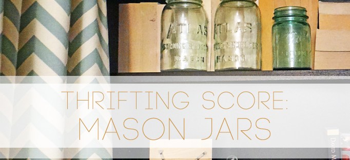 antique blue mason jar thrifting at BandBBuildALife.com