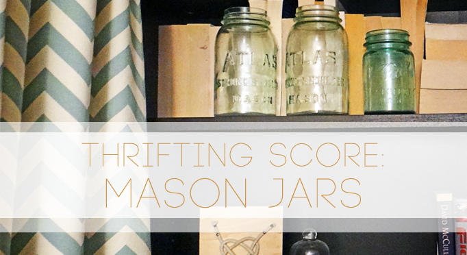 antique blue mason jar thrifting at BandBBuildALife.com