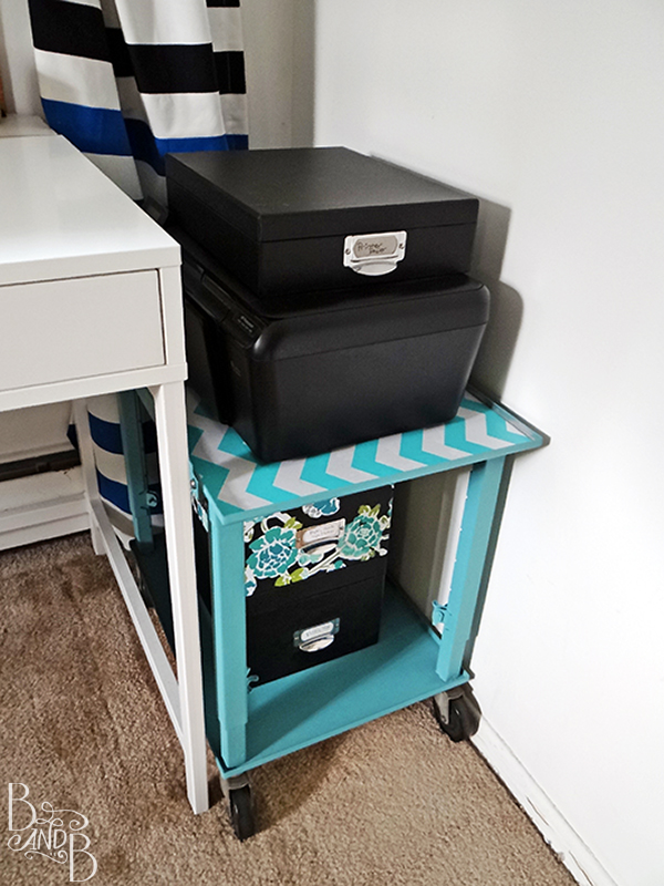 chevron teal refinished printer stand | from BandBBuildALife.com