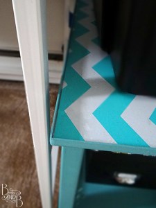 chevron teal refinished printer stand | from BandBBuildALife.com