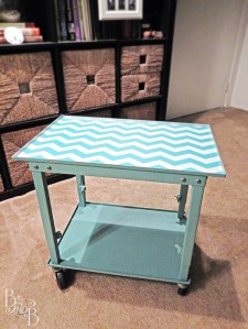 chevron teal refinished printer stand | from BandBBuildALife.com