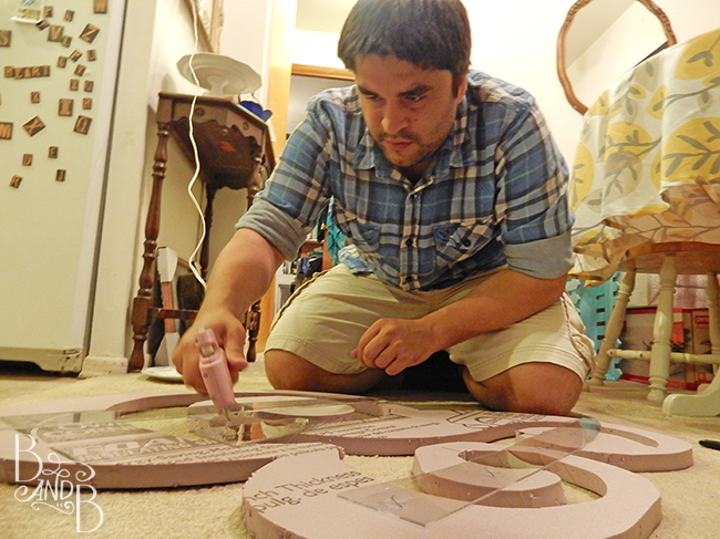 use slats of plexiglass glued to the back of floating letters to make them align properly and make them stronger