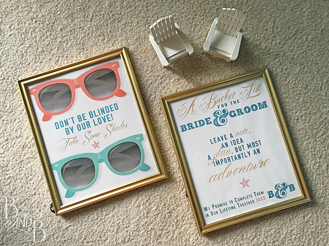hashtag wedding sign and sunglasses wedding sign at BandBBuildALife