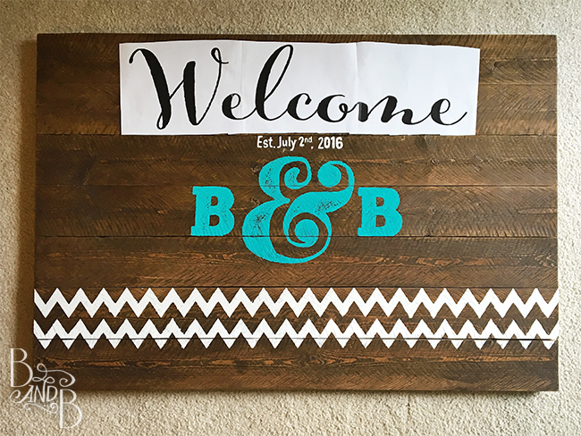 DIY Rustic Wood Plank Hand Painted Wedding Sign turned into Welcome Sign