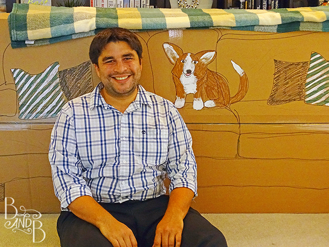 Bill with a couch corgi illustration. 