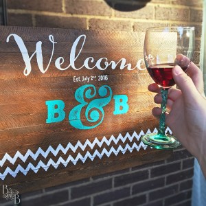 DIY Rustic Wood Plank Hand Painted Wedding Sign turned into Welcome Sign